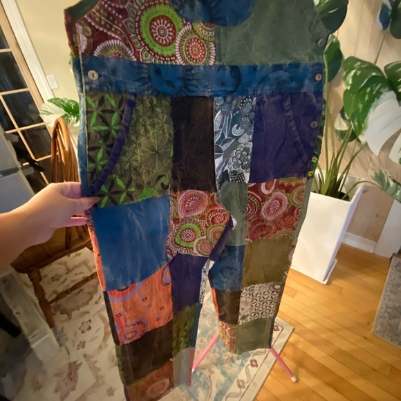 NWT Rising International Patchwork Overalls Made in Nepal - Picture 6 of 15